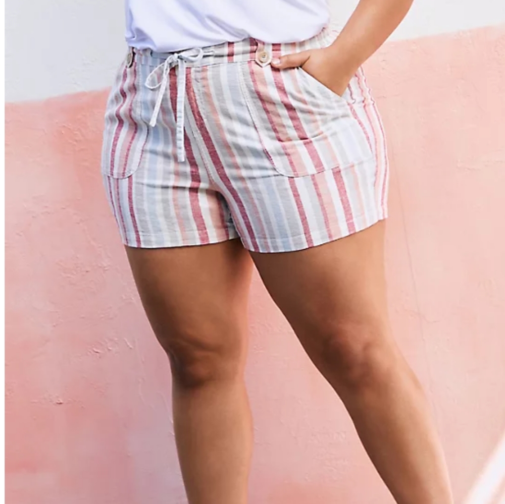 Torrid Drawstring Short Short - Linen Stripes